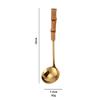 Stainless Steel Soup Spoon Colander with Wooden Handle Anti-scalding Hot Pot Scoops Serving Tablespoons Kitchen Utensils