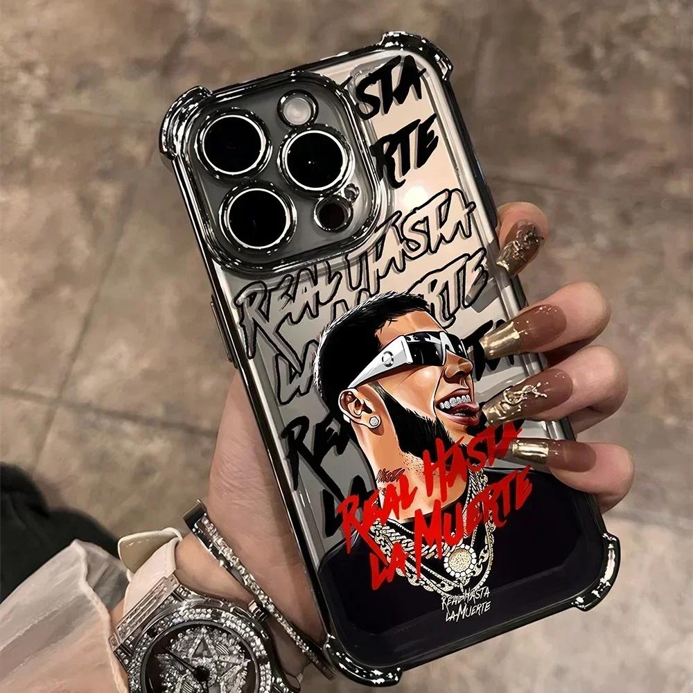 

Anuel AA rapper Real Hasta La Muerte Plating Case For iPhone 16 15 14 13 12 11 Pro Max X XR XSMax 7 8 6 Plus Anti-Fall Airabag iPhone 14 Plus