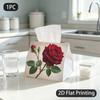 1pc Tissue Box, Realistic Botanical Red Rose Blooms Timeless Beauty Pattern, 2D Flat Printing, Blocks Dust, Take Anywhere, Napkin Dispenser, for Sleep
