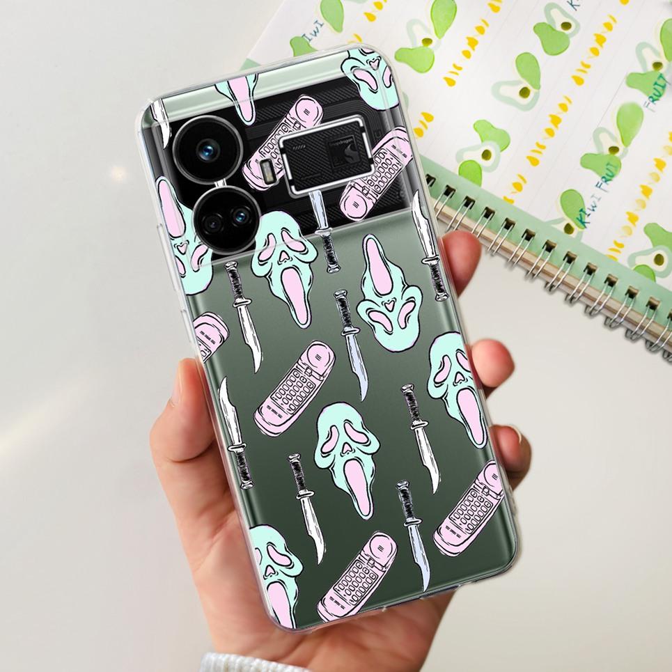 Pro Realme GT5 Pouzdro Průhledné Silikonové Měkký TPU Kryt Pro OPPO Realme GT 5 RealmeGT5 Pouzdra Květinové Mramorové Želé Nárazník Coques