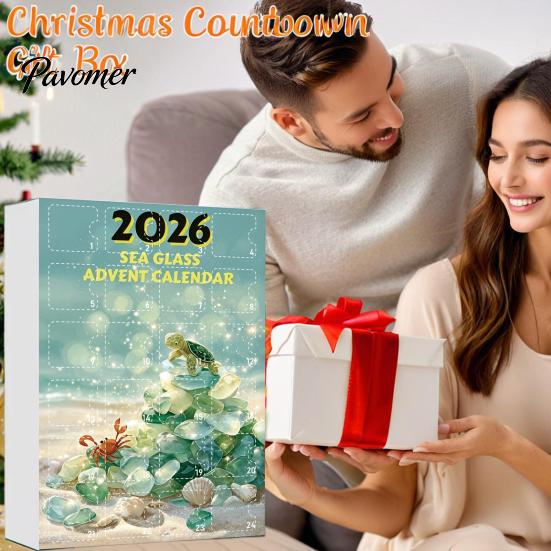 Decorazione Appesa per Albero di Natale 2026 Calendario dell'Avvento Stile Vetro Marino Blind Box, 24 Pezzi Decorazioni Acriliche per Ornamenti, Regalo per le Feste Costiere