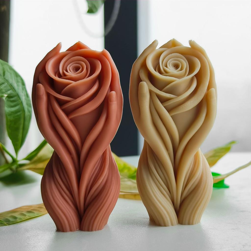 Hand Blumenform Silikon Kerzenformen Floral Seifenformen für Seife Kerze Süßigkeiten Schokolade Formen Kuchenformen Fondantformen