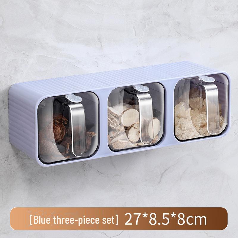 Wall-Mounted Multi-Grid Large-Capacity Sealed Spice Storage Box Set