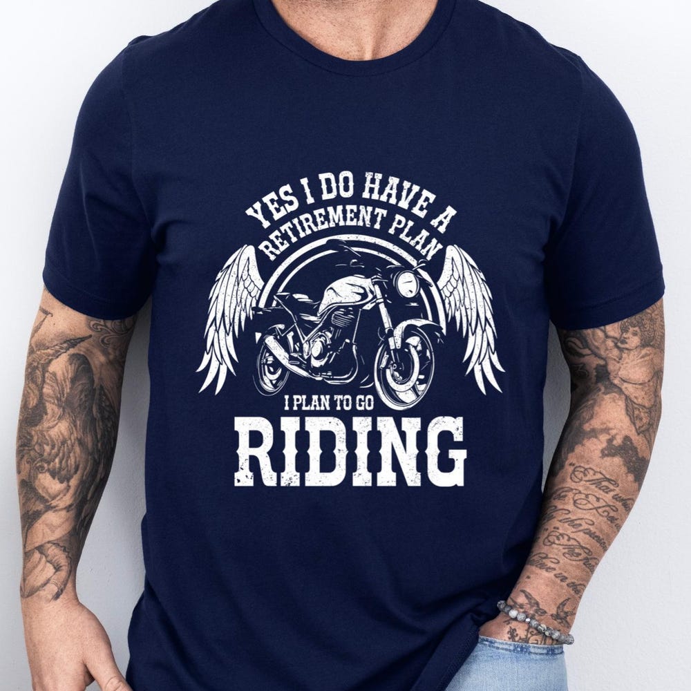 Biker Retirement Plan Shirt Funny Motorcycle Tshirt Vintage Retired Biker Men Women Retirement Gift Idea T-Shirt L