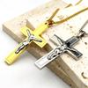 Christian Jesus Crucifix Cross Big Pendant Necklace for Women Men Stainless Gold Color Man Chain Necklaces Amulet Jewelry Gift