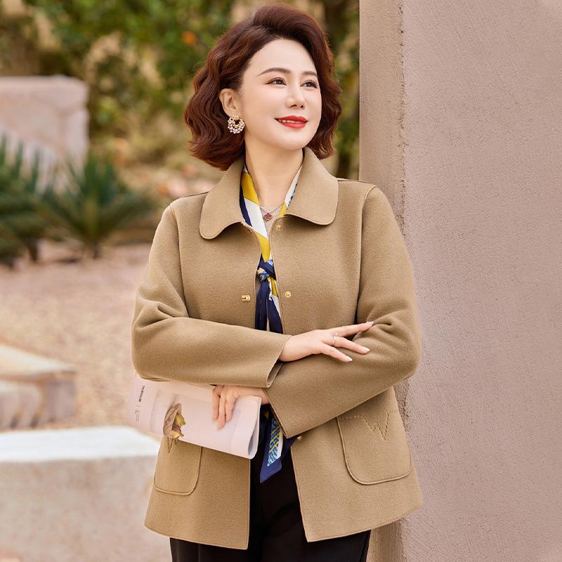 

2026 Spring Woolen Jacket for Middle-Aged Women - Stylish and Elegant Outerwear 5XL (Up to 155 lbs)