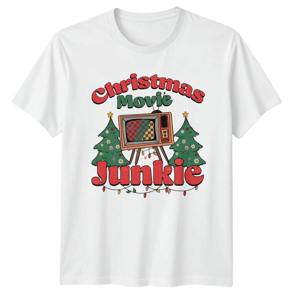 Christmas Movie Junkie Christmas Holiday Unisexs Unisexs Graphic Tee Shirt S