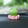 3Pcs Frog Figure with Pad Resin Frog Car Ornament Mini Green Plant Bonsai Pot Home Office Decor Car Interior Accessory