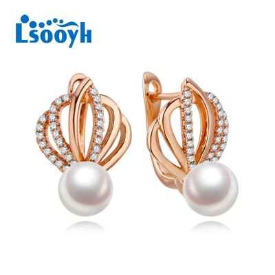LSOOYH Klip Küpe Moda Gül Altın Renk Kübik Zirkonya Küpe Kadınlar Için Geometri Hollow Damla Hoop Küpe Takı