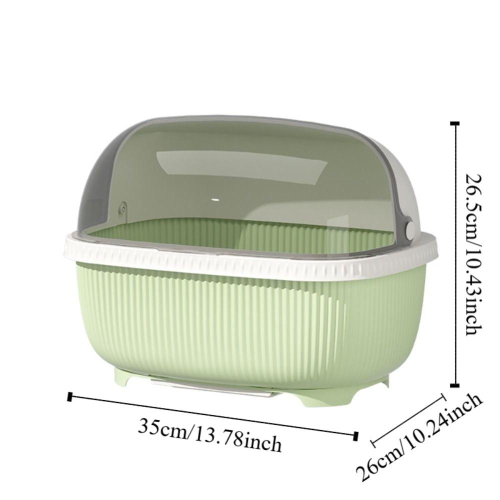 Stor oppvaskstativ med takdeksel Plast Multifunksjonelt oppbevaringsstativ for servise med avrenningsbrett Skap