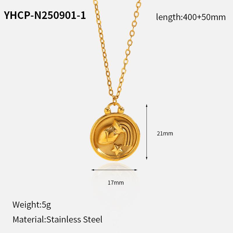 Electroplated Zodiac Pendant Necklace Titanium Steel Light Luxury Choker Fashion Jewelry for Women