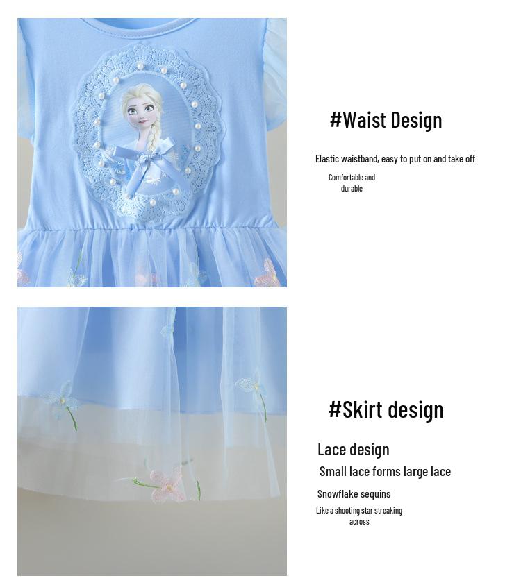Girls' Frozen Elsa Summer Dress: Stylish Mesh Princess Skirt
