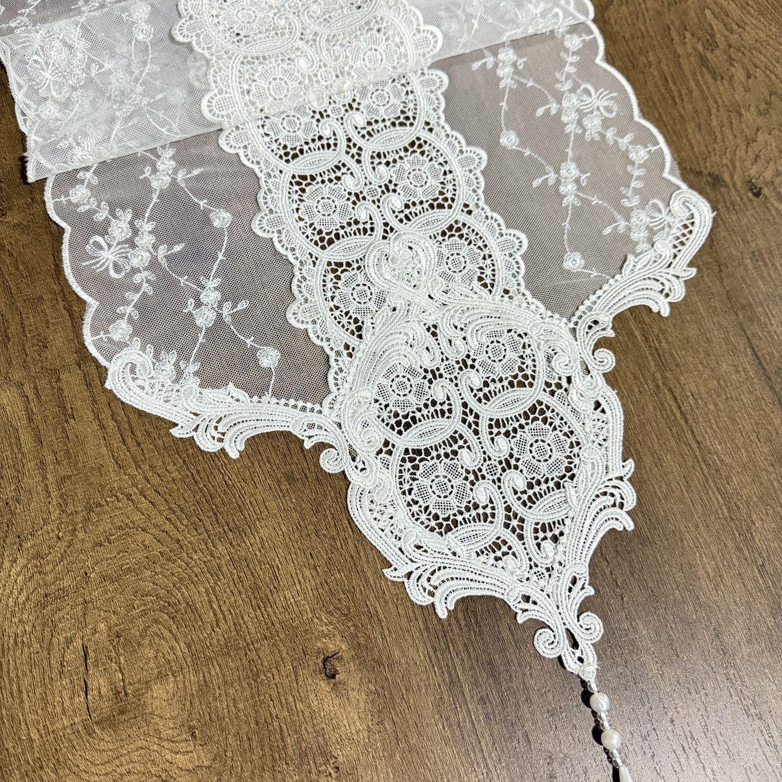 

European American Light Luxury White Lace Coffee Table Long Dining Table Cover Cloth Table Flag TV Cabinet Shoe Cabinet Chest Cabinet Tablecloth 30*210cm