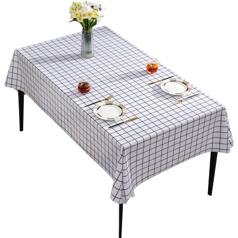 Lake Blue Small Grid Pvc Tablecloth Waterproof And Oil-Proof Tablecloth Coffee Table Cloth Yarn Cloth