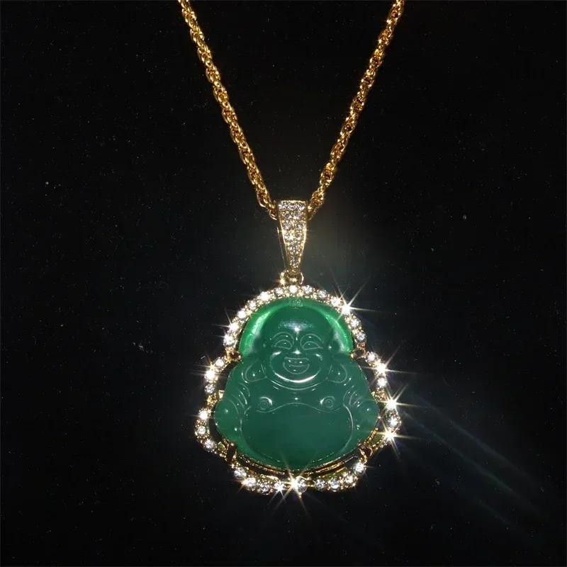 Obsidian Buddha Head Lucky Amulet Pendant Tathagata Buddha Blessing Necklace Religious Buddhist Jewelry Men and Women Gifts