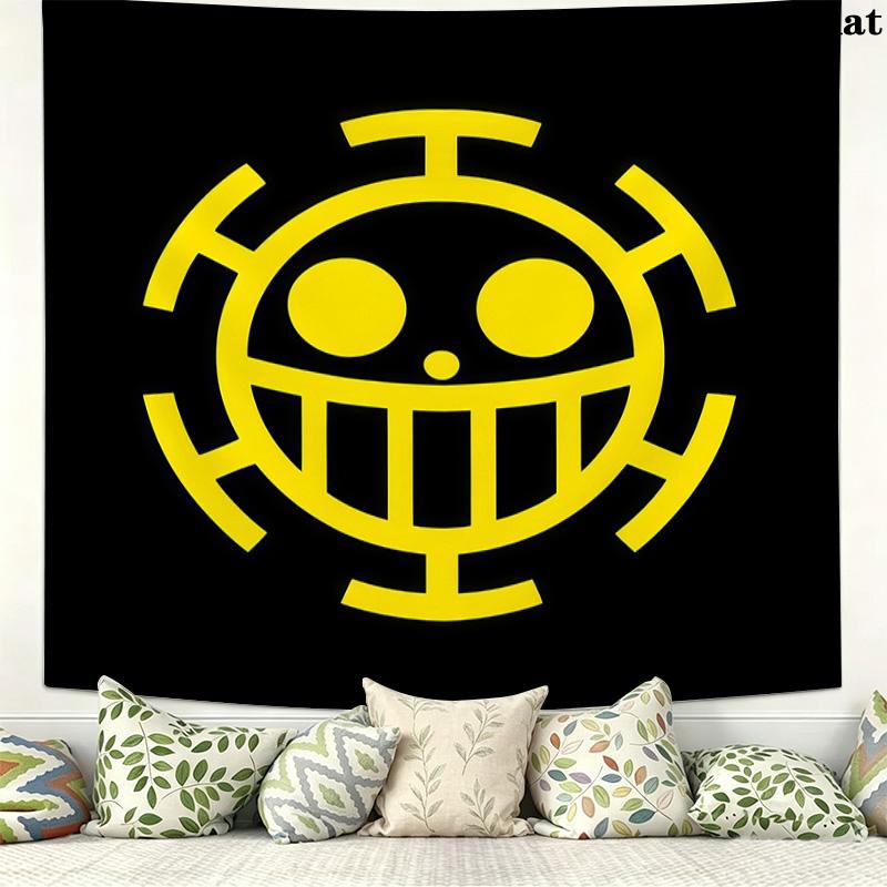 One Piece Logo Wall Tapestry Aesthetic Wall Hanging Printed Fabric Blanket Decorative Tapestries For Bedroom Living Room Home Decor