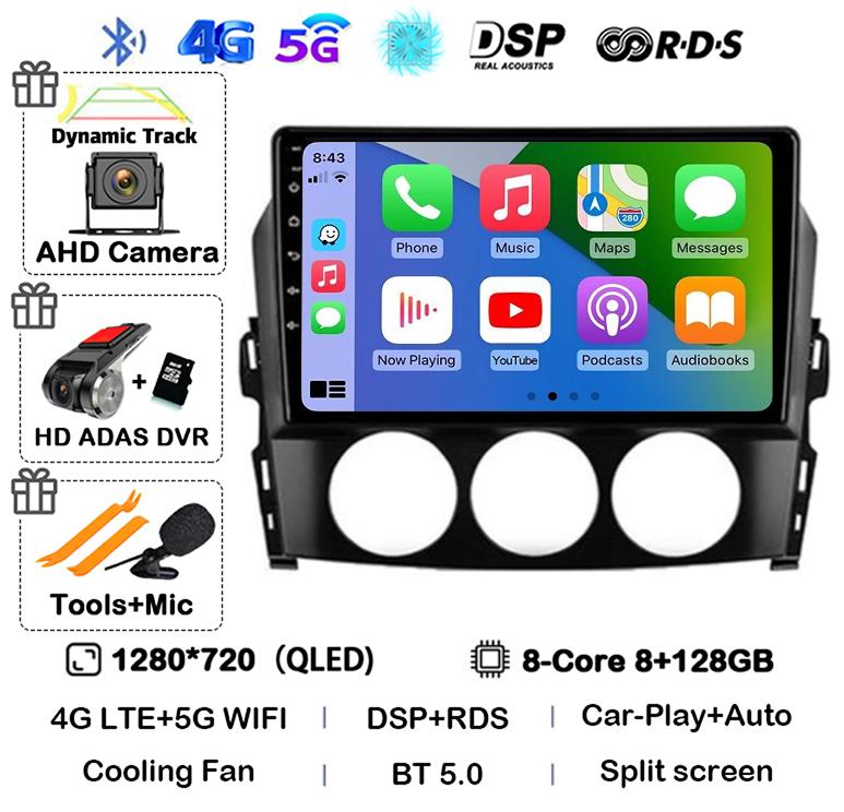 Android 14 Carplay For Mazda MX-5 MX5 III 3 NC Miata 2005-2015 Car Radio Multimedia Stereo Navigation GPS Head Unit Autoradio BT