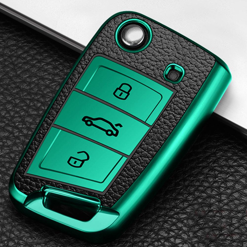 TPU Leather Auto Car Key Case Folding Remote Shell Fob Cover for Volkswagen VW MK7 GTI 7 Golf 7 Golf R Skoda Octavia A7 SEAT