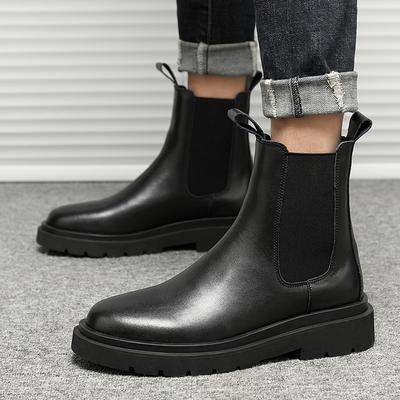 2025 Herbst Neue Chelsea Boots für Herren Schwarze Stiefel Plateauschuhe Stiefeletten Winter Slipper Herrenschuhe Neu Botines Mujer