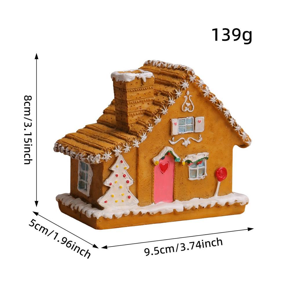 Christmas Resin Small Houses Micro-landscape With LED Luminous Houses Christmas House Desktop Ornaments Christmas Decorations