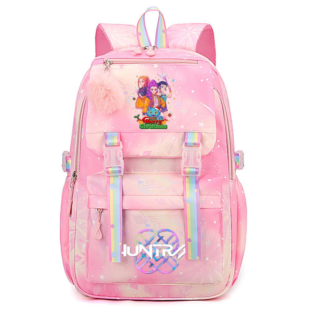 Cartoon Weihnachten KPop Dämonenjäger Bedruckter Rucksack mit großem Fassungsvermögen, wasserdicht, für Teenager, Schüler, Mädchen, Jungen, Schultasche, Bücherrucksack, Damen, wasserdichte Reisetasche
