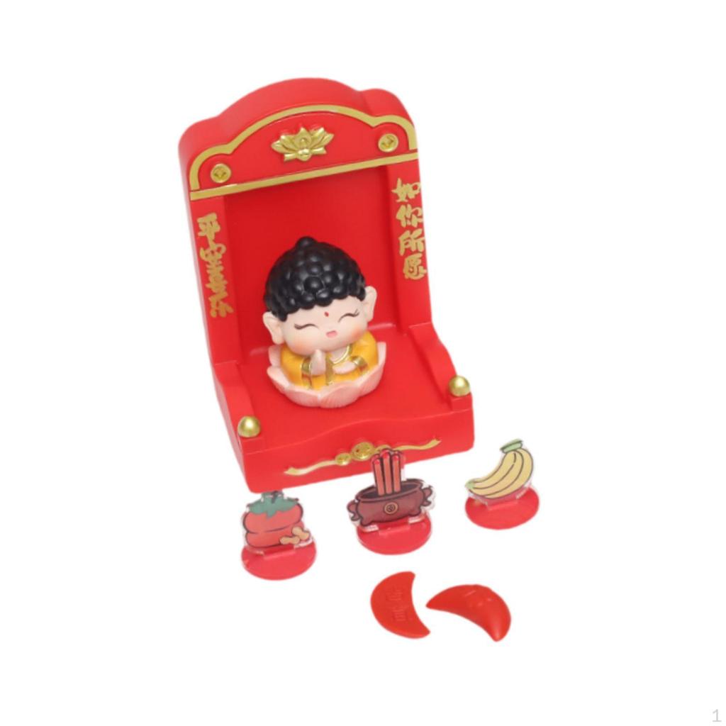 Chinese Deity Figurine with Altar for Spring Festival Tabletop Display
