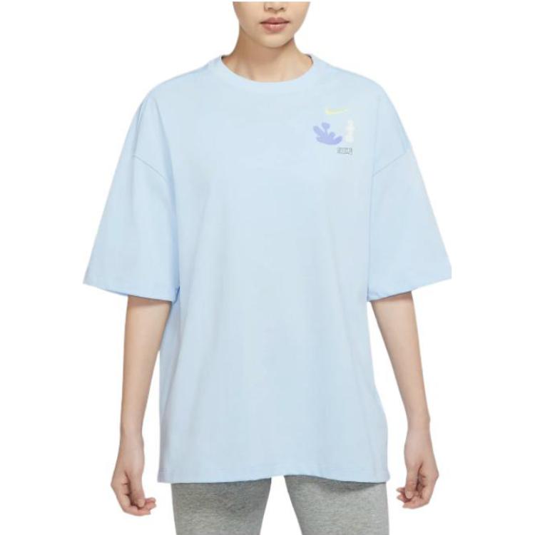 Nike Women'ss Retro Hand-Drawn Drop Shoulder T-Shirt Blue DX6150-441