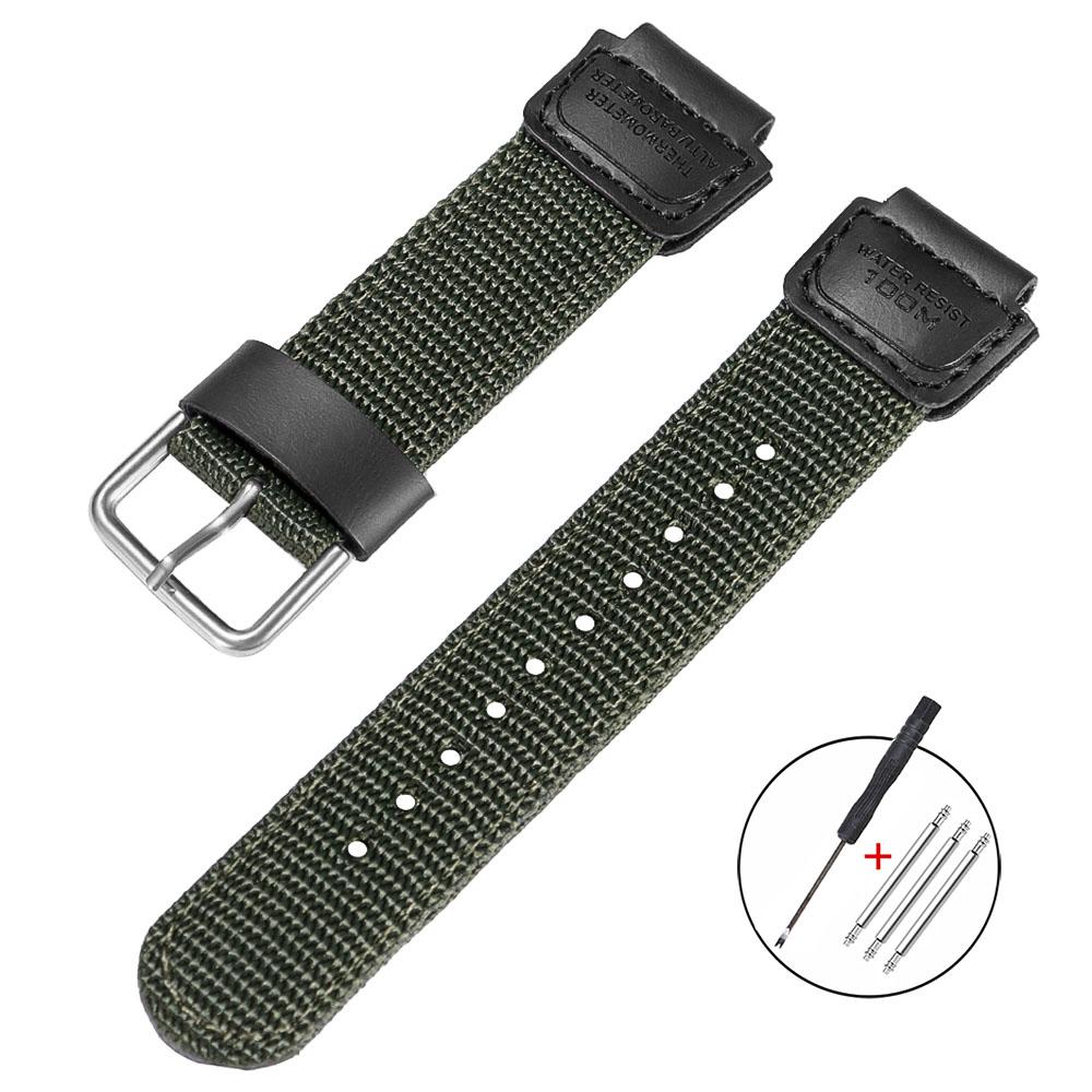 

18mm Nylon Watch Strap for Casio AE1200/1300 W800H SGW400 F91W F84 F105/108/A158/168 Men s Sports Fabric Leather Bracelet Belts 18mm зелений