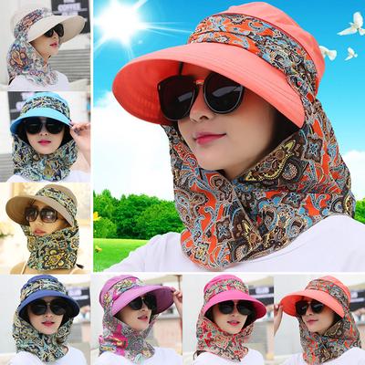 Chapeau de soleil pliable anti-UV pour femme, protection du visage, large bord, été