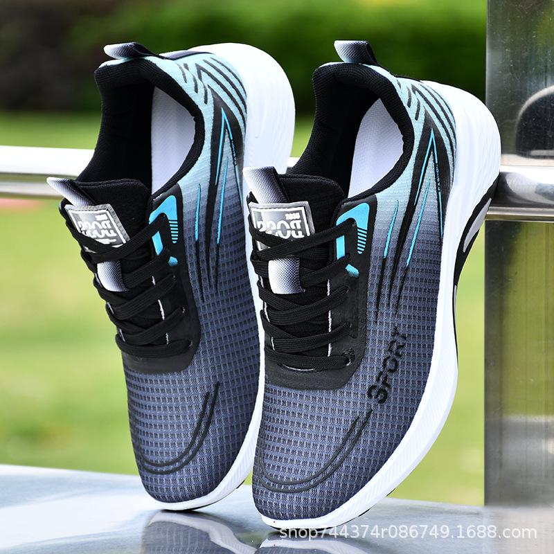 Neue Frühjahrs- und Herbst-Flugweb-Mesh-Schuhe atmungsaktive und leichte Laufschuhe rutschfeste Freizeit-Sportschuhe weich-gepolsterte Fitnessschuhe