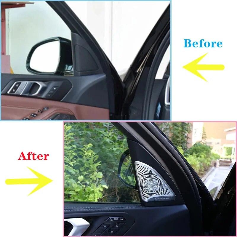 2Pcs/Set Aluminum Alloy Car Tweeter Speaker Cover Trim Fit For BMW X5 G05 X7 G07  Auto Interior Accessories