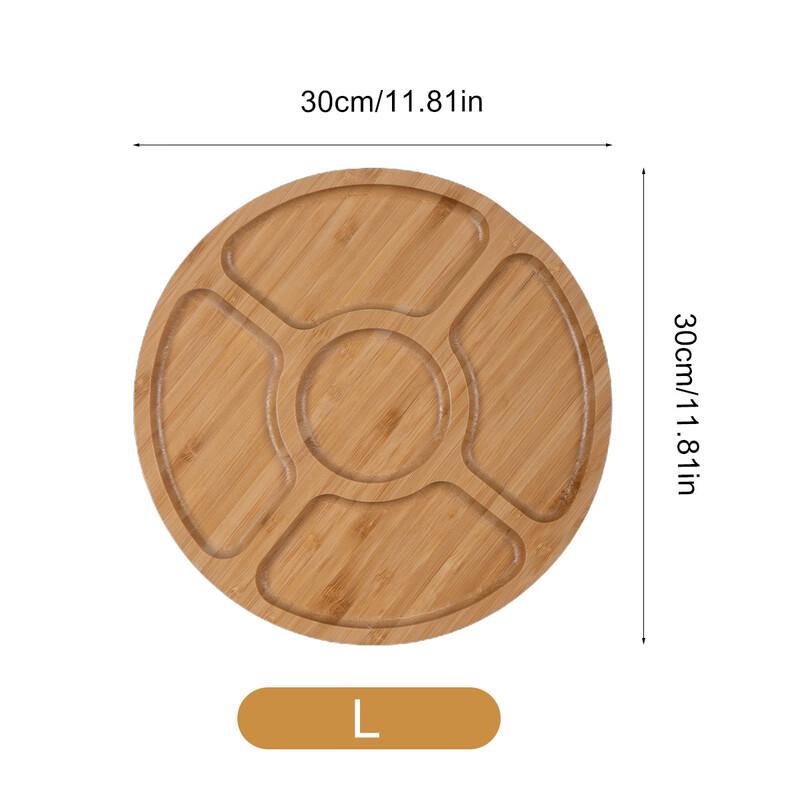 Wutuo Japanese Style Round Bamboo 5-Compartment Serving Platter