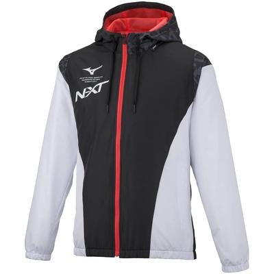 Mizuno Windbreaker Windproof and Training Black X Size M N-XT Jacket, Water-Repellent, Wear, 32JE2745, White,