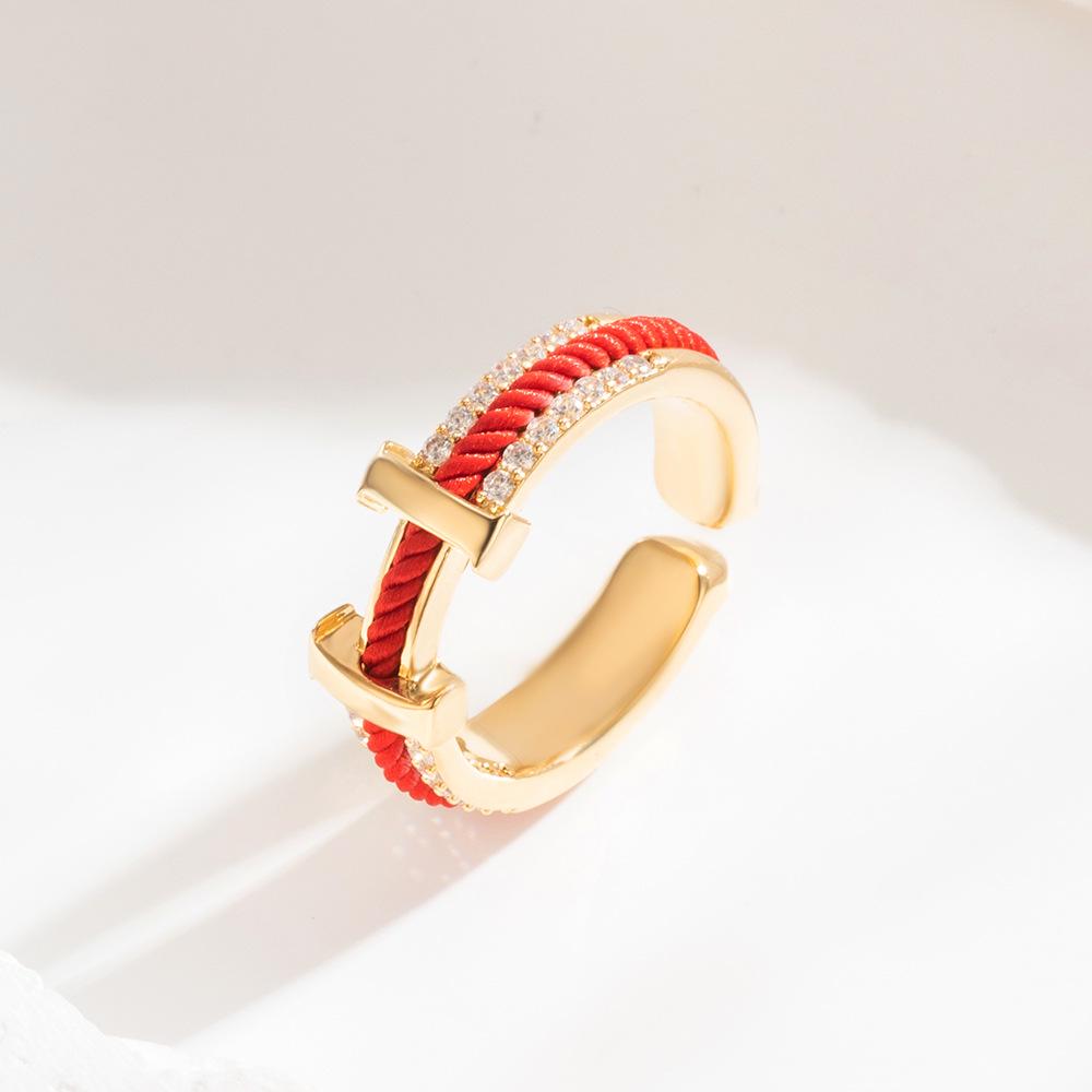 Chinese Christmas Red String Open Ring - Minimalist Advanced Sense Benmingnian Index Finger Band