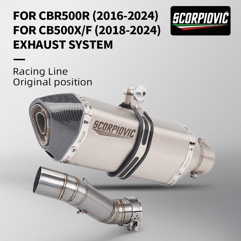 Per CB400 CBR400 CB500F CB500X CBR500 CBR500R 2016 - 2022 Scarico Moto Escape Moto tubo di collegamento intermedio Silenziatore 51mm