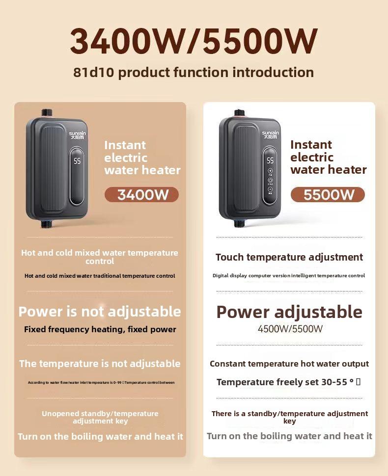 Instant Electric Water Heater Bath Artifact Shower Toilet Small Household Mini Constant Temperature Frequency Conversion