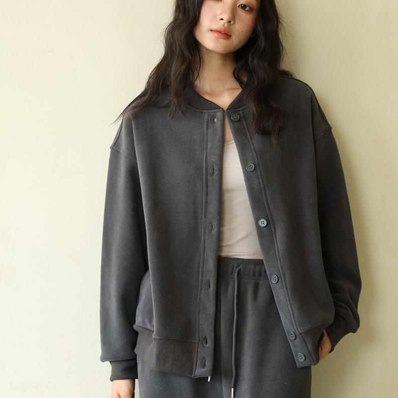 Vintage Women Soft Cropped Bomber Jacket 2025 Female Spring Autumn Woolen Cloth Jacket Woman Fashion Short Coats