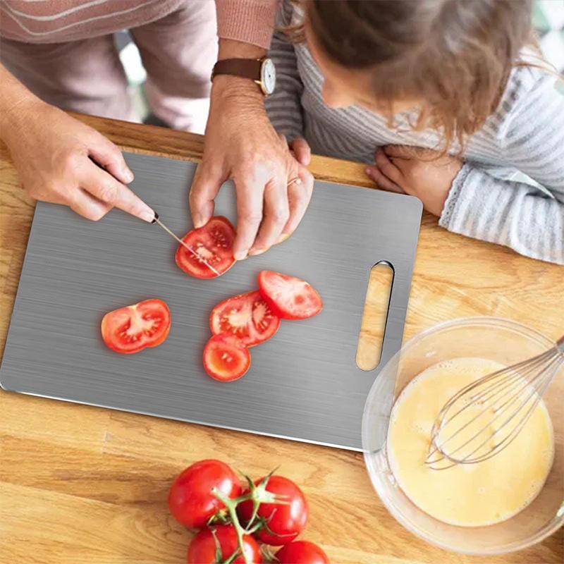 Taglio di Pannelli in Titanio Per Cucina Pannello Inox Acciaio 304 Ispessito Doppia Faccia Grado Alimentare Portatile Frutta Carne Taglio