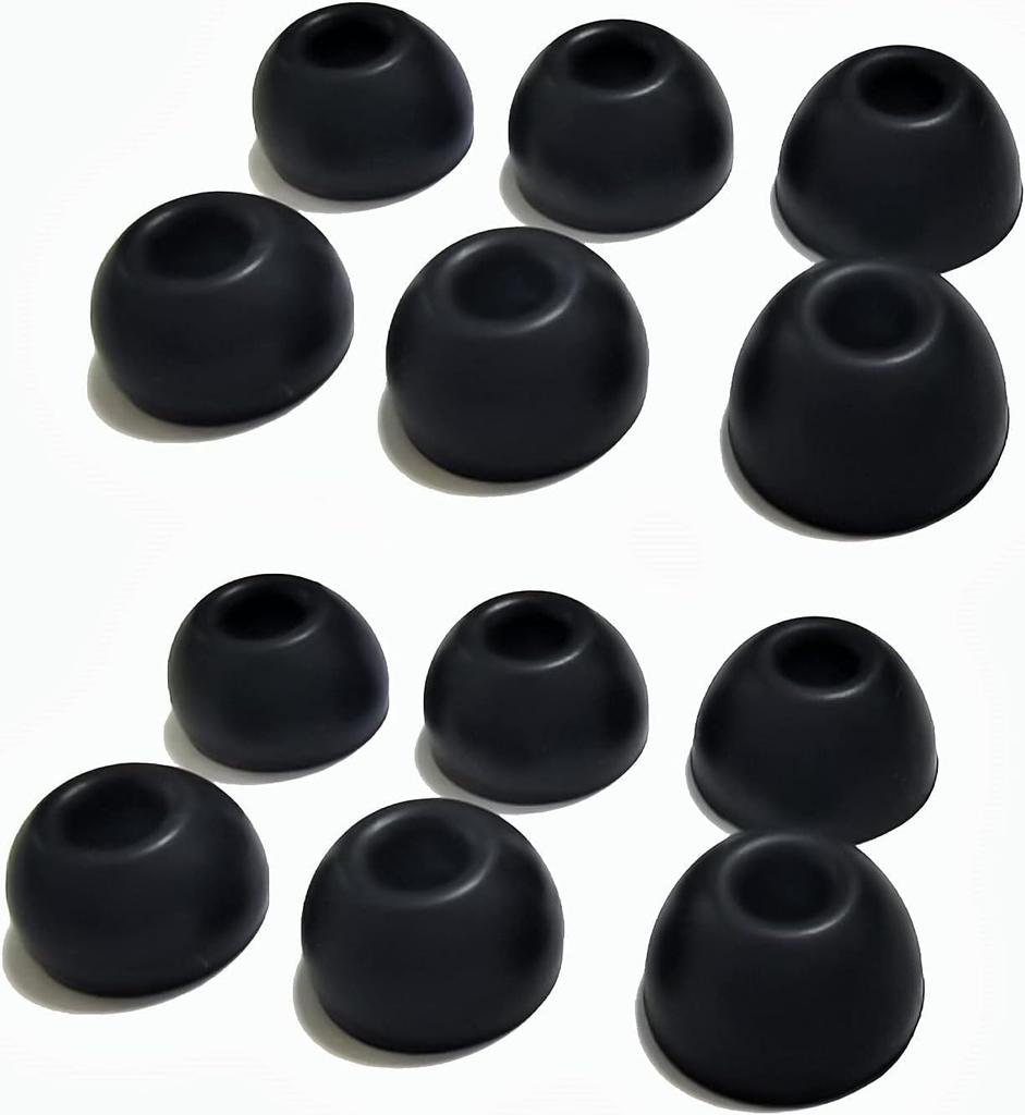 Soft Silicone Eartips for AVIOT and Earfun Air Pro Earphones with a Inner 6 Pairs In Sizes with Storage Black A-Pcas TE-D01v / TE-D01q2 / TE-J1 /