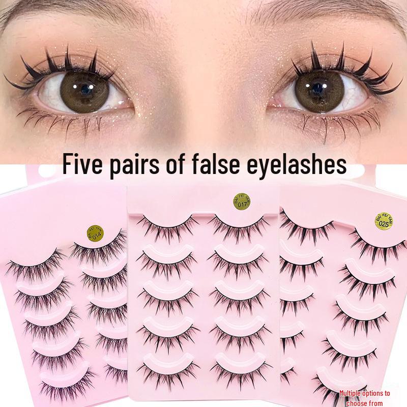 Cartoon Barbie Beginner False Eyelashes - Natural Thick 5 Pairs