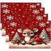 1PC Christmas Deer Placemats PlaceMat Holiday Kitchen Linen Meal Coffee Cup Pad Home Decoration Protection Desktop Anti Scald