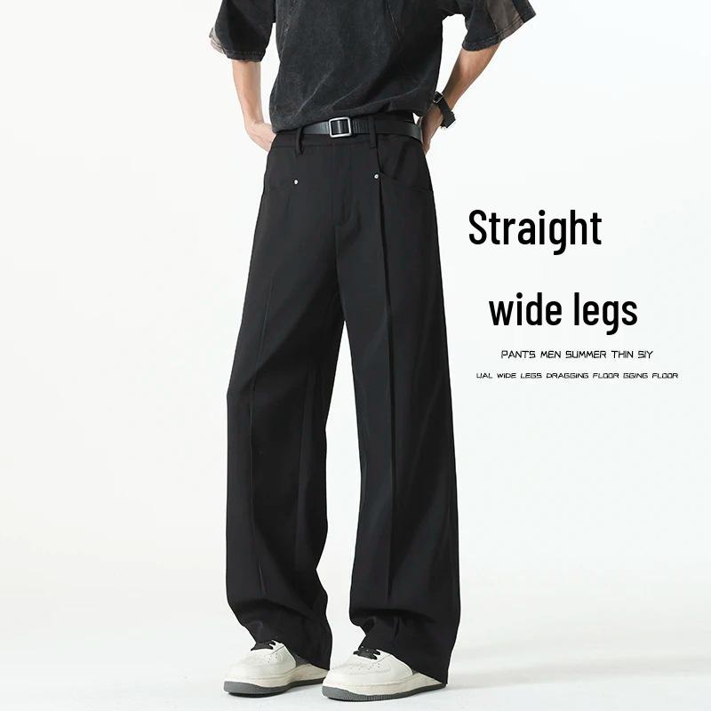 

Унисекс Ретро Брюки-костюм с широкими штанинами и завышенной талией - Повседневные брюки прямого кроя 3XL чёрный