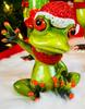 Christmas Frog Figurine In a Santa Hat