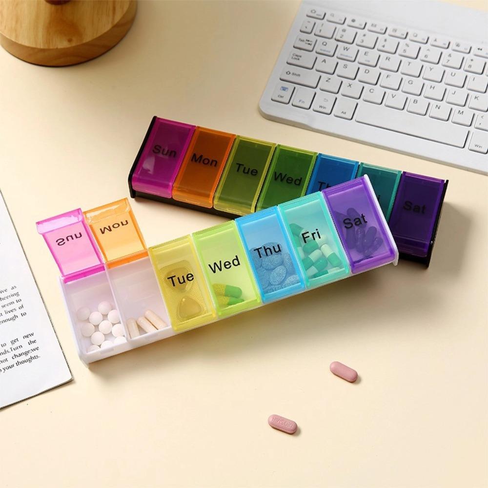 New Weekly Premuim Portable Large 7 Day 7 Grids Pill Case Storage Organizer Daily Box Container for Medicine Vitamin Fish Oil