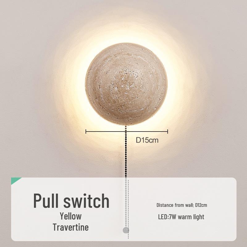 Wabi-sabi Style Yellow Travertine Wall Lamp for Bedroom, Courtyard, or Balcony - Waterproof Outdoor Light.