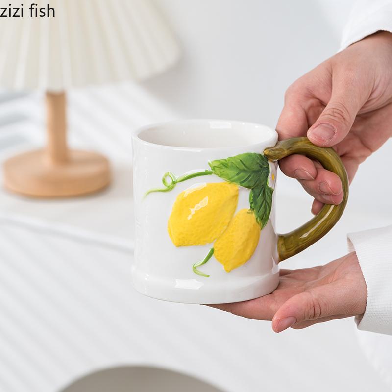 Zitronen-Keramik-Essteller Wasserbecher Milchkännchen Snackschale Dessertteller Obstteller Salatschüssel Pastagericht Servierteller Tablett