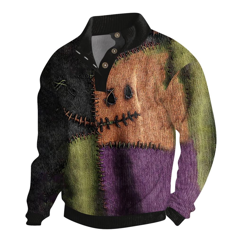 Men's Halloween Printed Corduroy Button Shirt