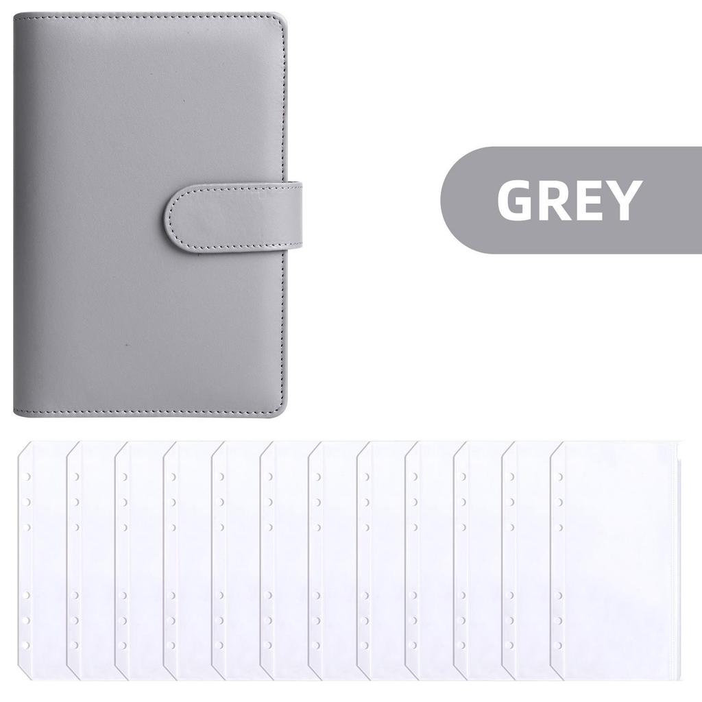 A6 Macaron PU Leather Zipper Budget Notebook with Detachable Loose-Leaf Pages