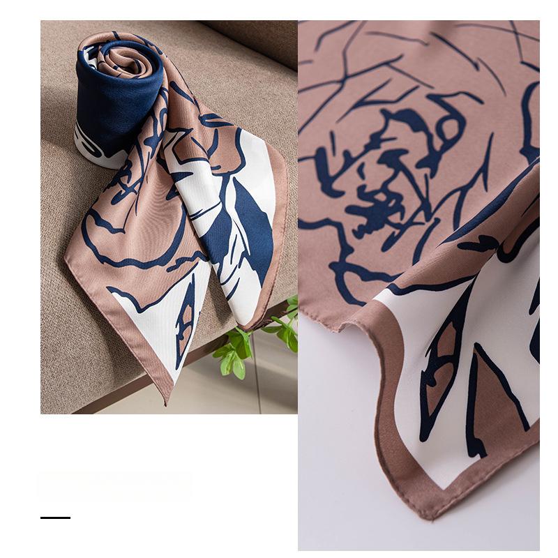 Square simulation silk scarf multifunctional decorative scarf autumn and winter scarf color matching fashionable scarf sunscreen