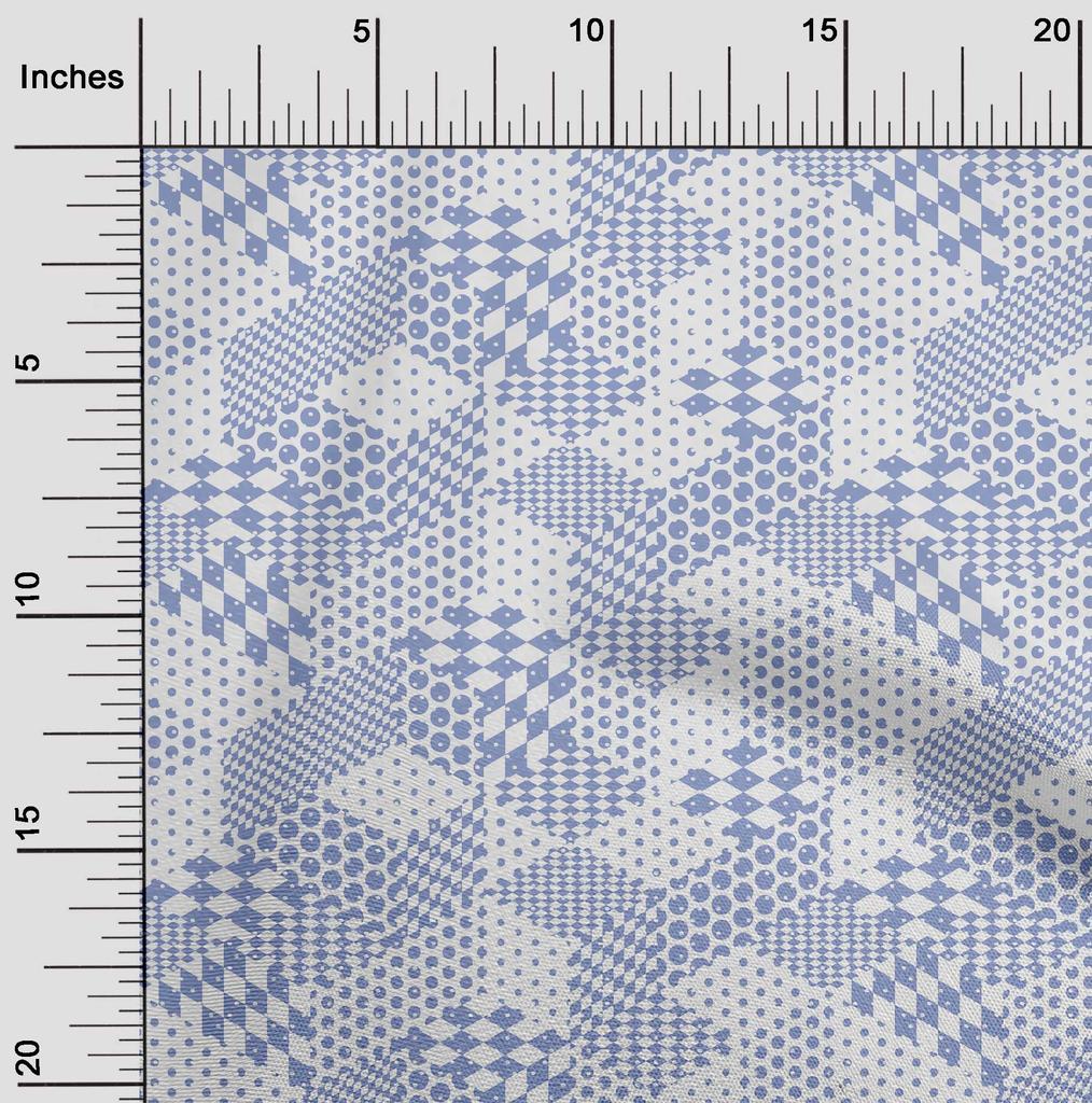 oneOone Cotton Flex Light Blue Fabric Geometrical Mix Dress Material Fabric Print Fabric By The Yard 40 Inch